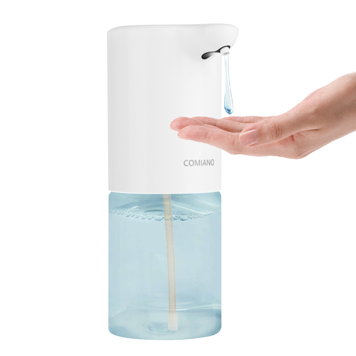 COMIANO Automatic Touchless Soap Dispenser,15.37oz/450ml Rechargeable Electric Foaming Soap Dispenser with Adjustable Switches Infrared Motion Sensor, Suitable for Bathroom/Kitchen/Office/Hotel