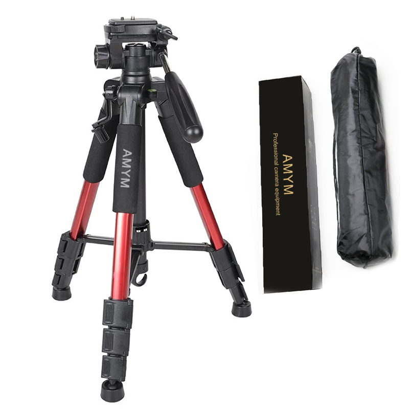 AMYM Professional portable aluminum alloy travel camera tripod and PTZ, suitable for slr dslr digital camera tricolor