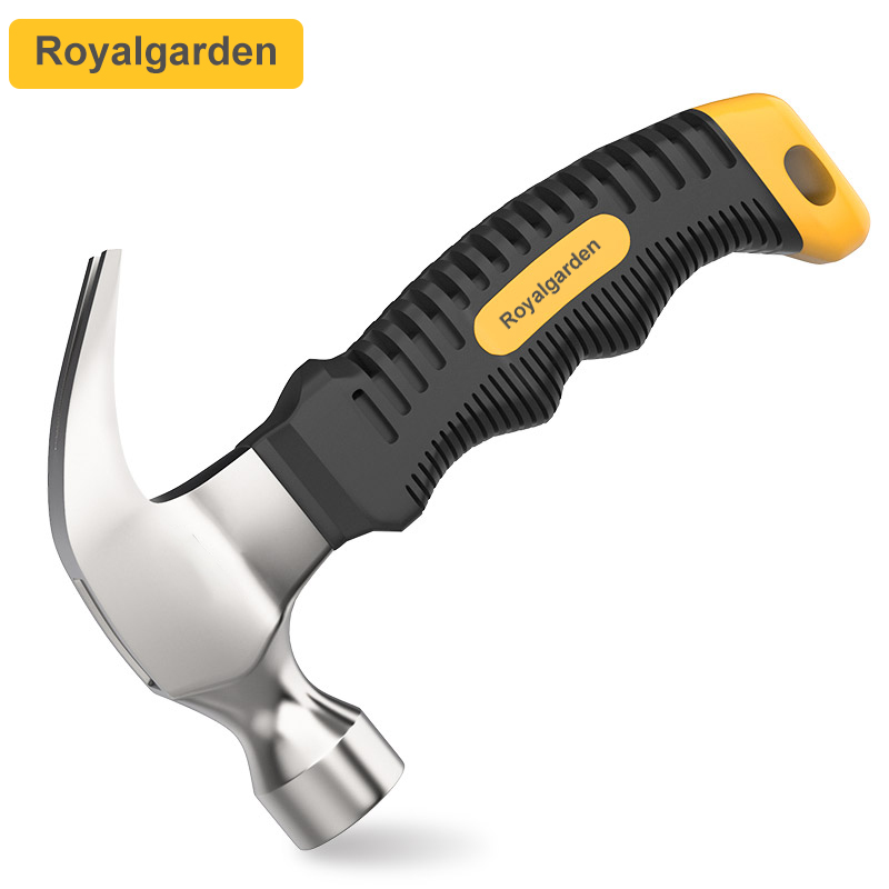 Royalgarden 160mm multi-function claw hammer, light plastic handle, portable woodworking hammer, window breaker, hand tool