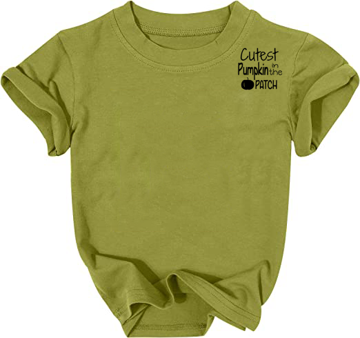 Cutest Pumkin in the Patc Toddler Baby Boys Tshirt Announcement Shirt Short Sleeve Round Neck