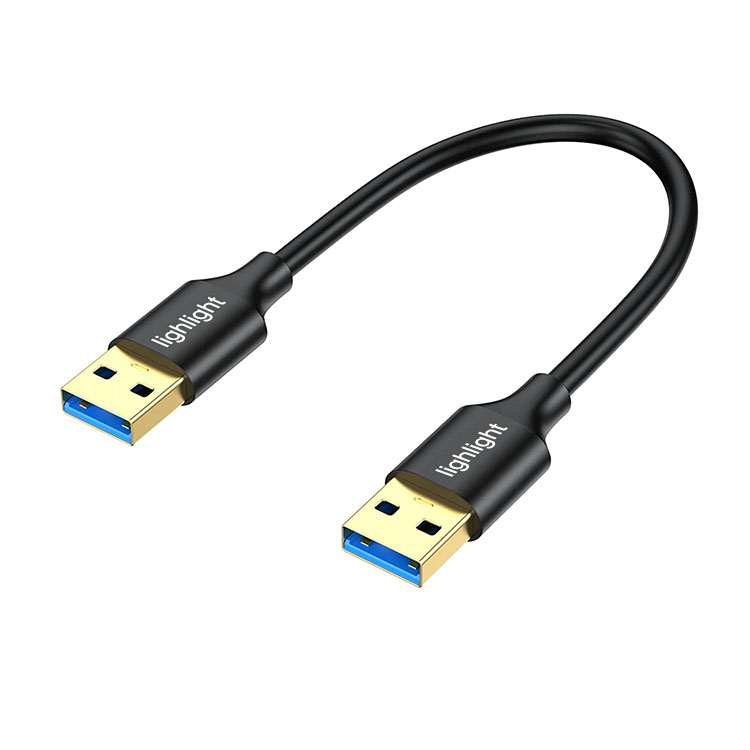 lighlight USB cables to USB 1 Feet, USB 3.0 Male to Male USB Type A Cord with Gold-Plated Connector for Data Transfer Compatible with Hard Drive, Laptop, DVD Player, TV, Monitor, Camera and More