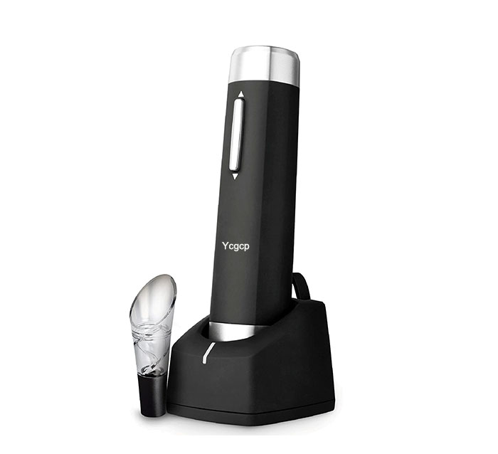 Ycgcp Prestige Electric Wine Bottle Opener with Aerating Pourer, Foil Cutter and Elegant Recharging Stand