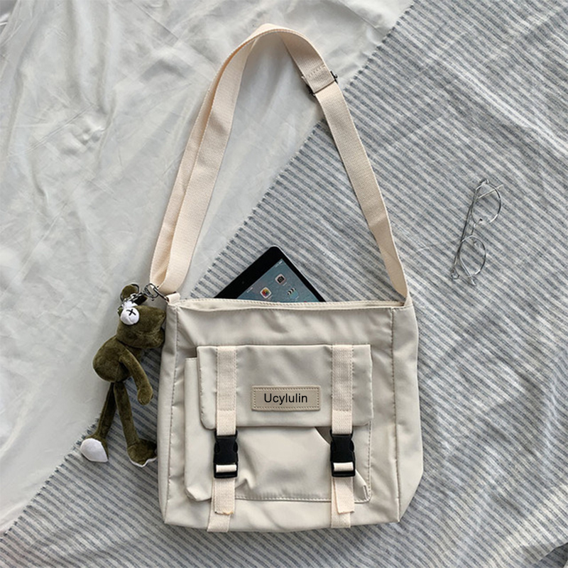 Ucylulin Simple cross-body shoulder bag, student canvas bag, nylon waterproof bag