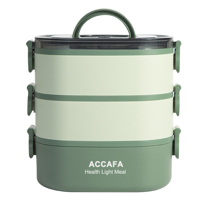 ACCAFA 2000ml portable lunch box 3-layer Japanese bento box leak-proof food storage container Microwave student/office lunch box