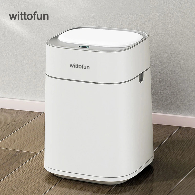 wittofun 14l smart bathroom automatic garbage can bagging smart sensor white trash touchless electric square bin automatic smart home
