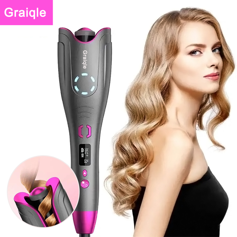 Graiqle Iron Hair Curler Wave Formers Curler Hair Rollers 360 Ceramic Wavy Auto Rotating Hair Curler