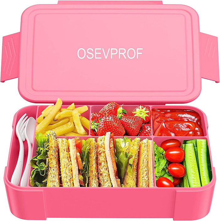 OSEVPROF Lunch boxes,1330ML Bento Lunch Box Adults with 6 Compartment, Leakproof Lunch Box Containers.
