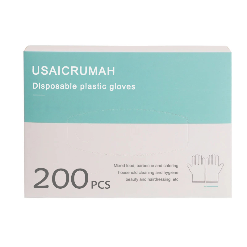 USAICRUMAH 200 pieces/box disposable food plastic gloves Household kitchen restaurant BBQ fruit and vegetable PE gloves Catering beauty accessories