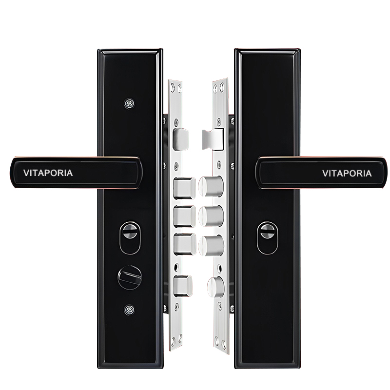 VITAPORIA Metal Door Handle Universal Household External Door Lock Black Super C Old Rural Door Lock Core Set