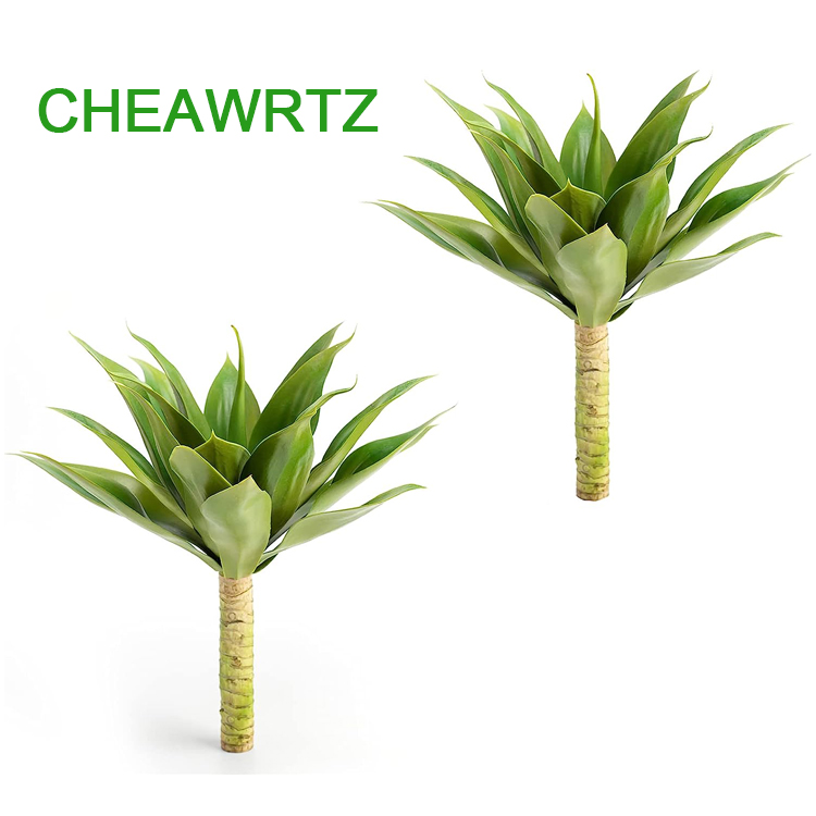 CHEAWRTZ Artificial Agave Plant Set: Faux Aesthetic Plants for Home Decor, Realistic UV Resistant Fake Agave Plants Without Pot, 18 Inches, Set of 2
