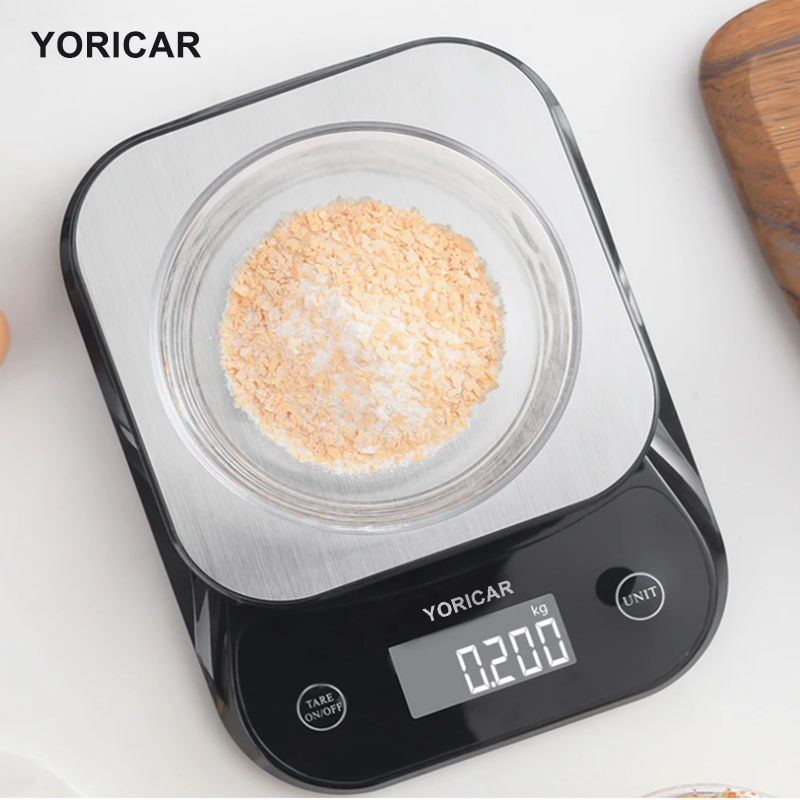 YORICAR 10kg kitchen electronic digital scale 5kg/0.1g food baking scale stainless steel merchant