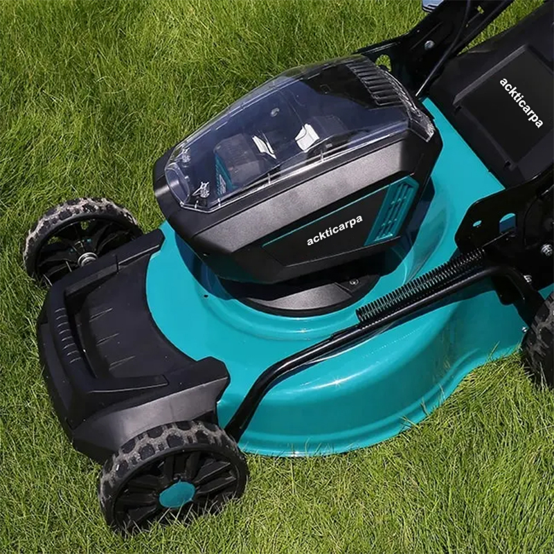 ackticarpa Professional 40V cordless portable battery driven hand push electric lawn mower, equipped with a 50L straw bag box for mowing