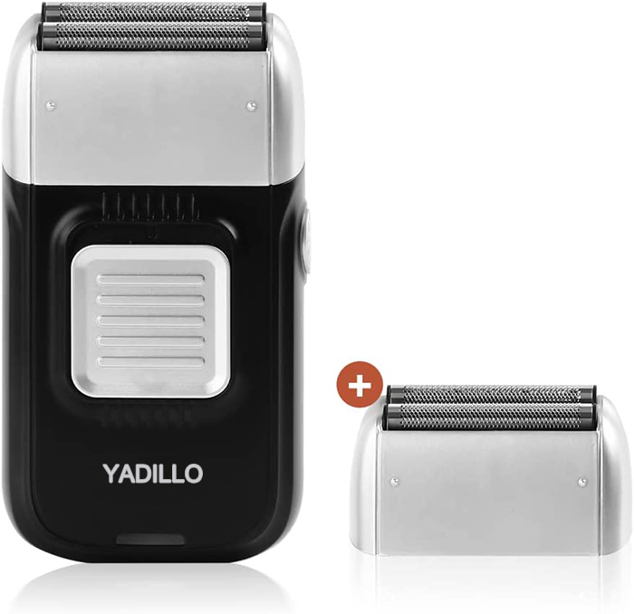 YADILLO Foil Shaver for Men, Electric Rechargeable Balding Head Shaver, Beard Trimmer with 2 Replacement Shaver Head, Rechargeable Electric Razor, Barber Supplies