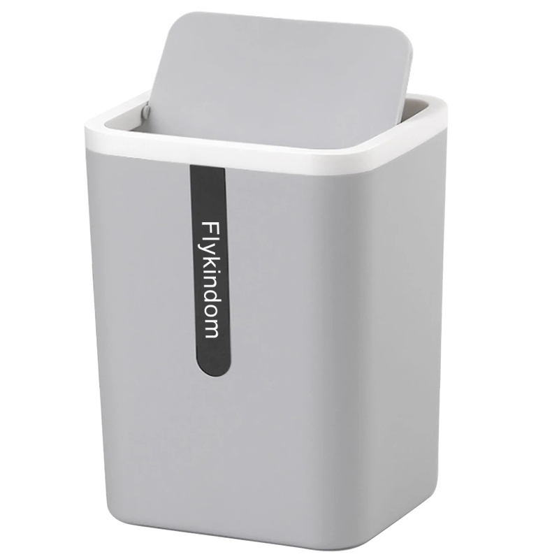 Flykindom Desktop Trash Can Small Mini Garbage Can Plastic Dustbin with Shake Cover for Home Office 
