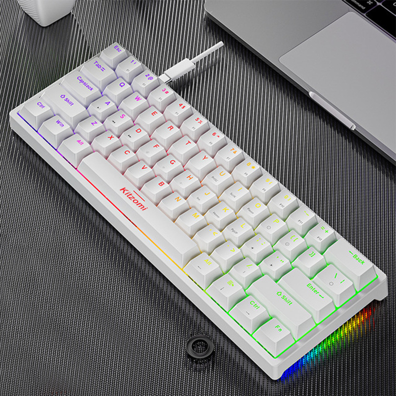 Kitzomi Mechanical computer keyboard plugging Type-C wired game keyboard PBT keycap 60% ergonomic keyboard