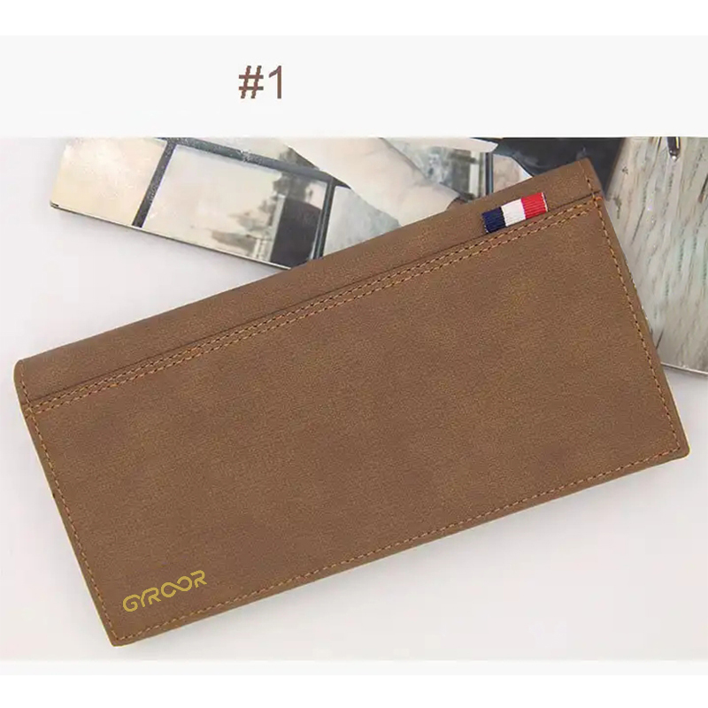 GYROOR Men's Wallet PU Leather Long Wallet Large Capacity Thin Wallet Men's Wallet