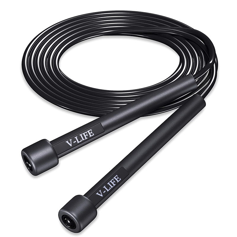 V-LIFE Lightweight Jump Rope for Fitness and Exercise - Adjustable Jump Ropes with Plastic Handles - Tangle-Free Skipping Rope for Crossfit, Gym, Cardio and Endurance Training - Jumping Rope for Workout