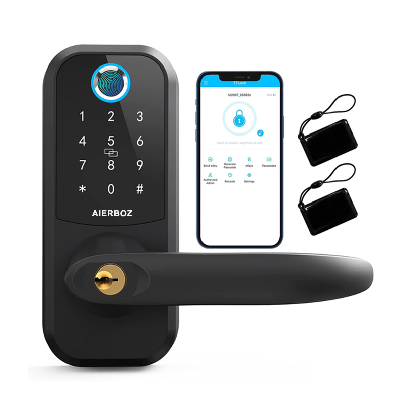AIERBOZ Digital Bluetooth fingerprint intelligent door lock biometric electronic lock handle lock keyless entry into smart home security