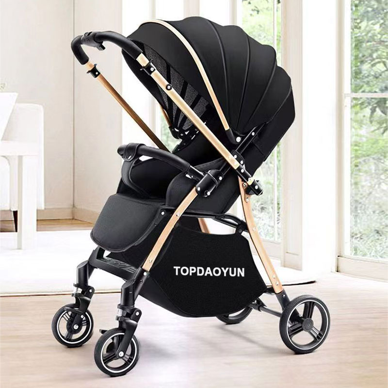 TOPDAOYUN Baby stroller with two-way high landscape, super lightweight, easy for children to sit, lie down, and fold with just one button to push the stroller hand in hand